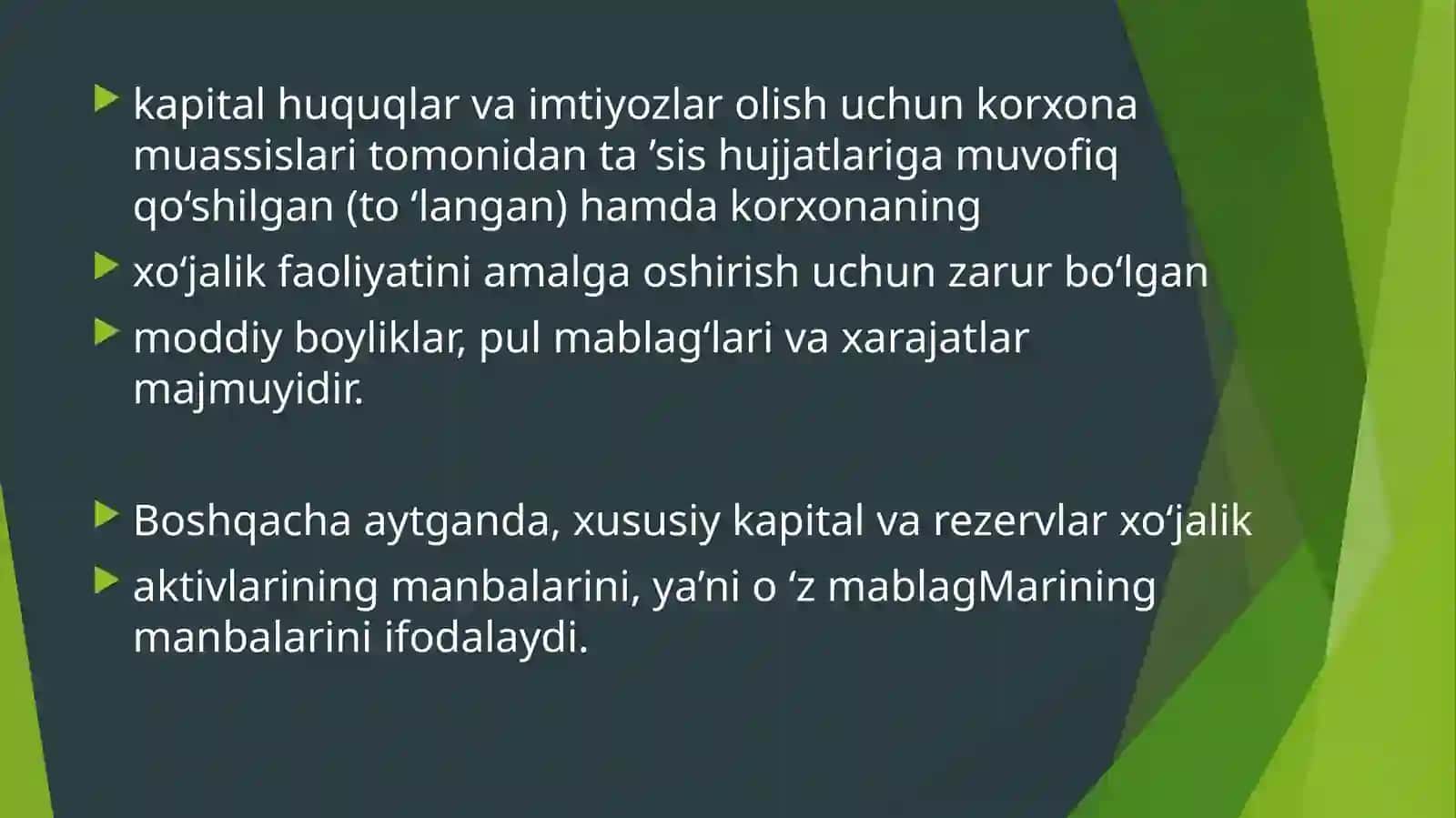 Moliya hisobga kirish fani 4