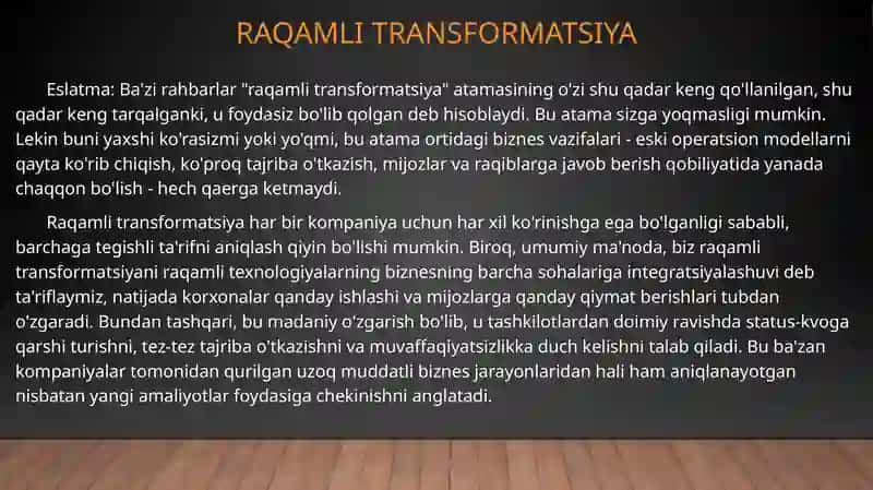 Iqtisodiyotning turli sohalarida raqamli transformatsiya 4