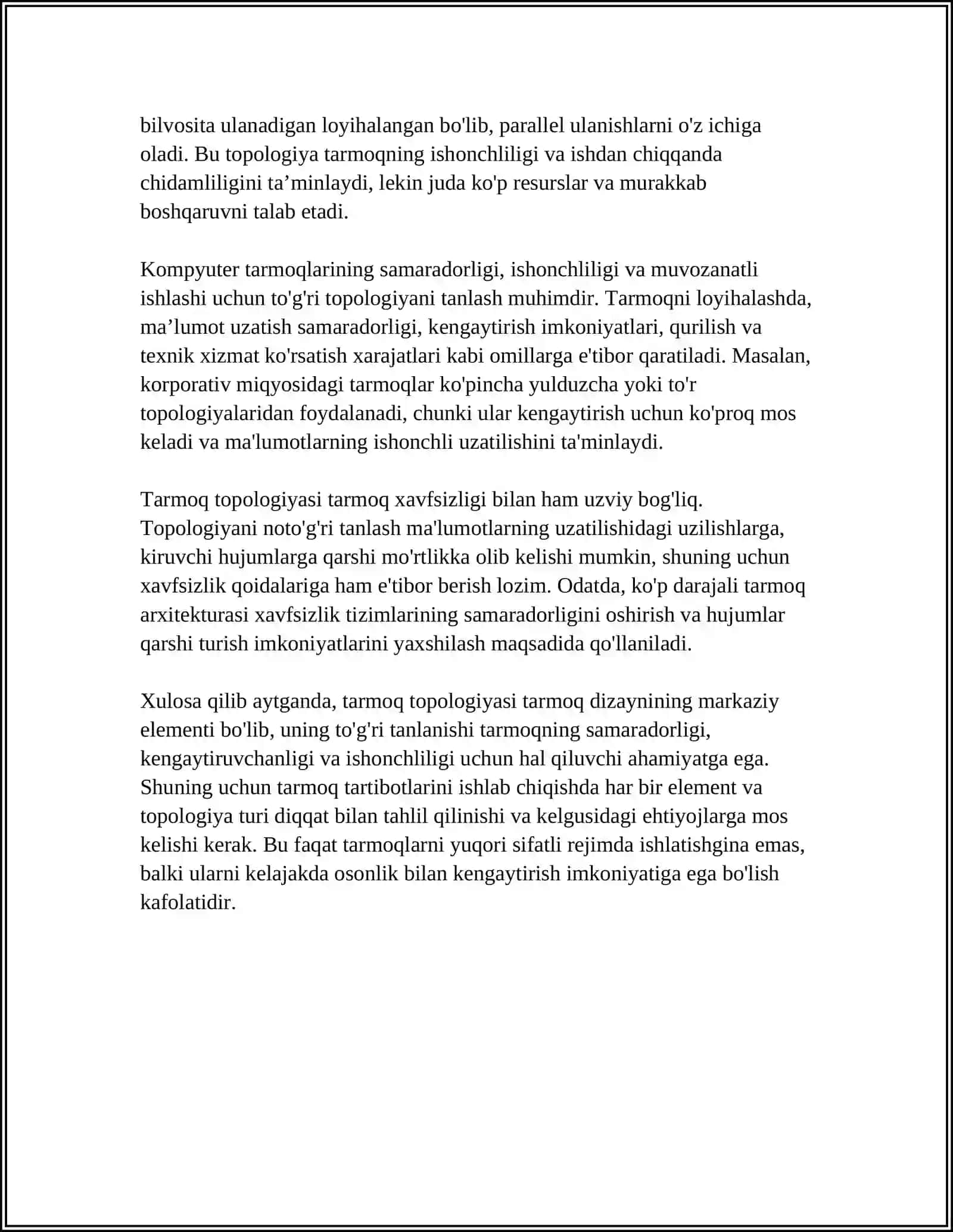 KOMPYUTER TARMOQLARI TARMOQ TOPOLOGIYASI 4
