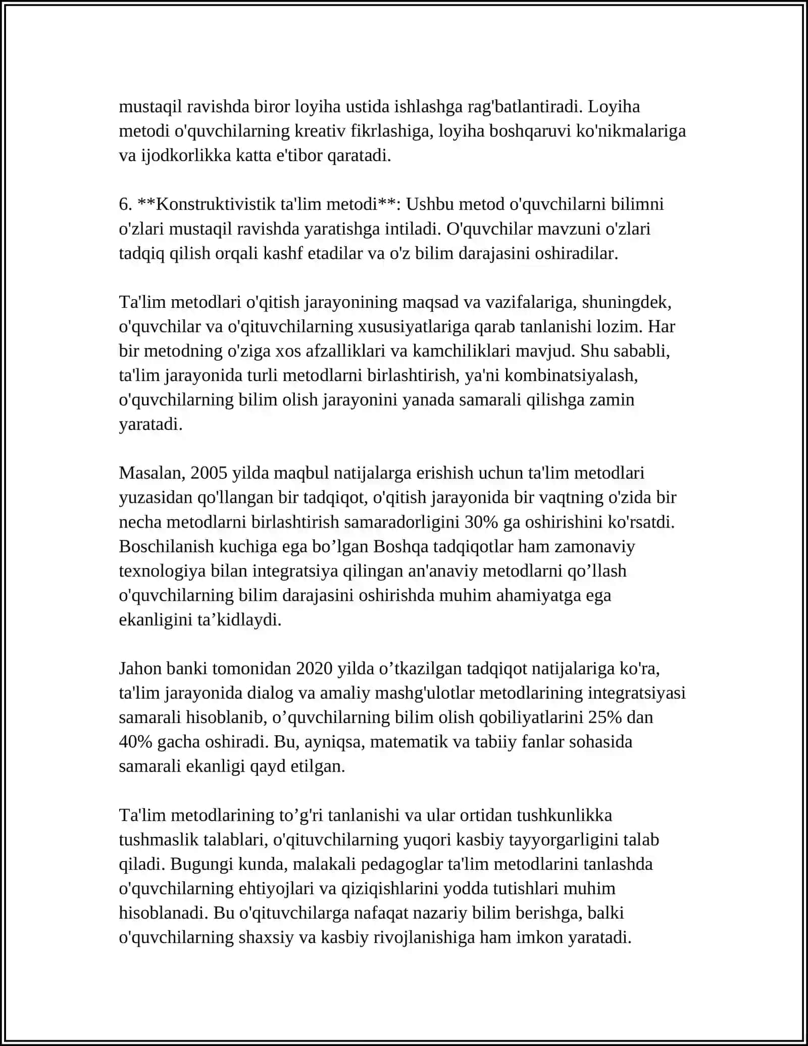 TA’LIM METODLARI, SHAKLLARI VA VOSITALARI 4