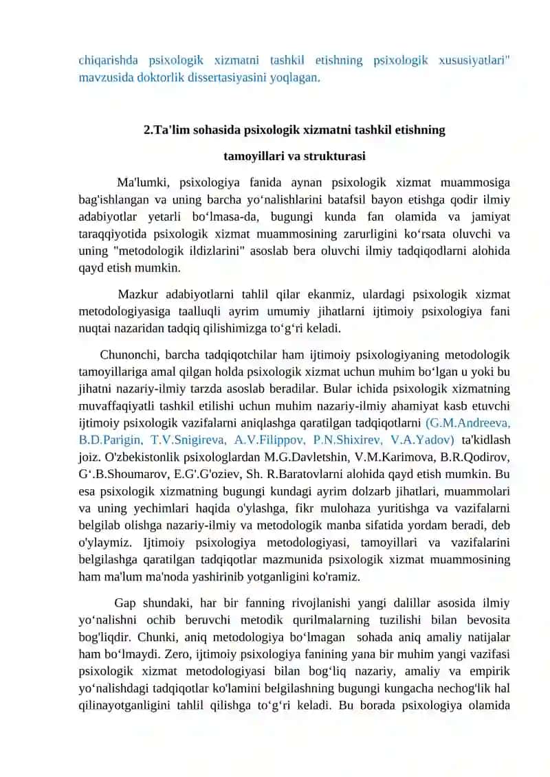 Psixologik xizmatni tashkil etishning umumi mezonlari 4