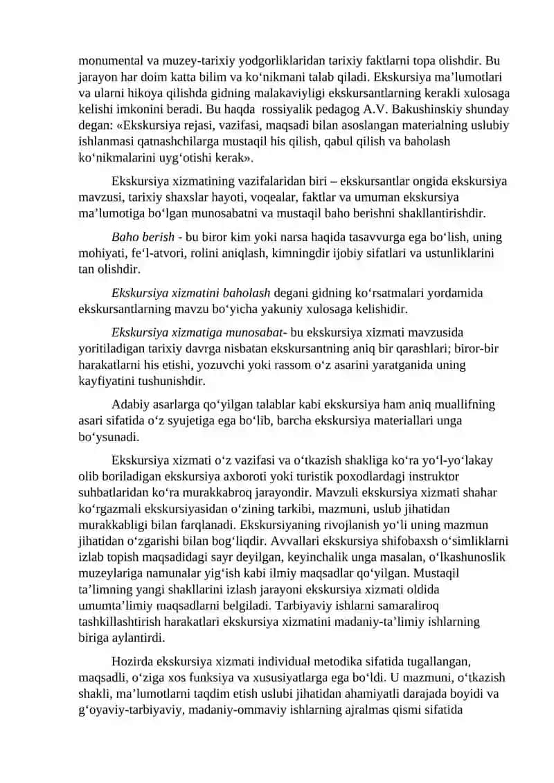Ekskursiya xizmatini tashkil qilish 4