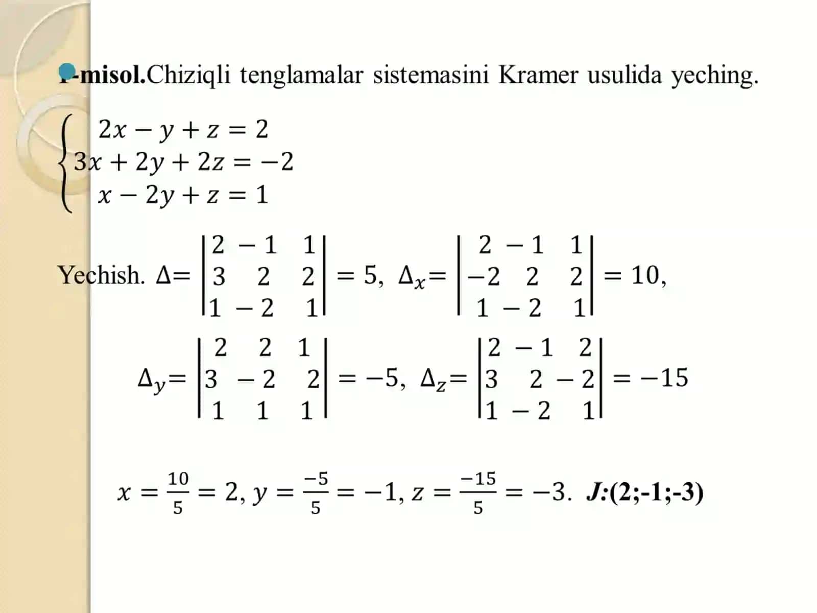 Chiziqli tenglamalar sistemasini yechish 4