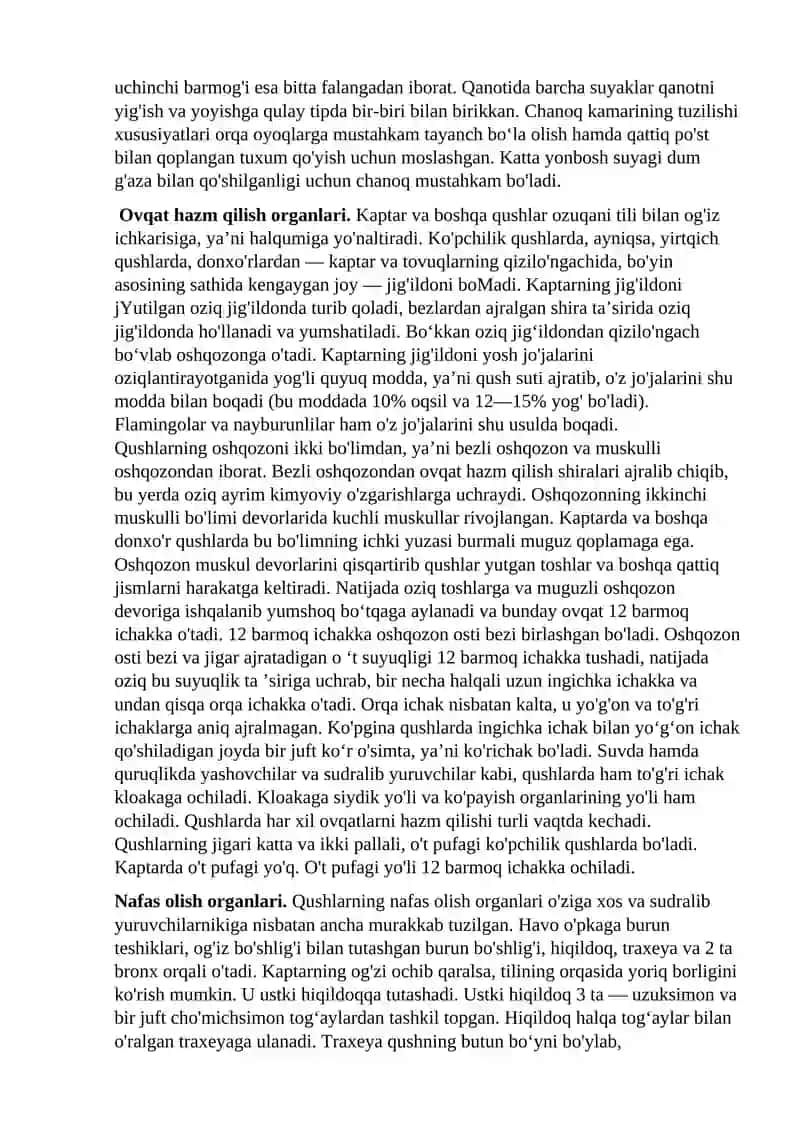 Qushlar sinfining umumiy tavsifi 4