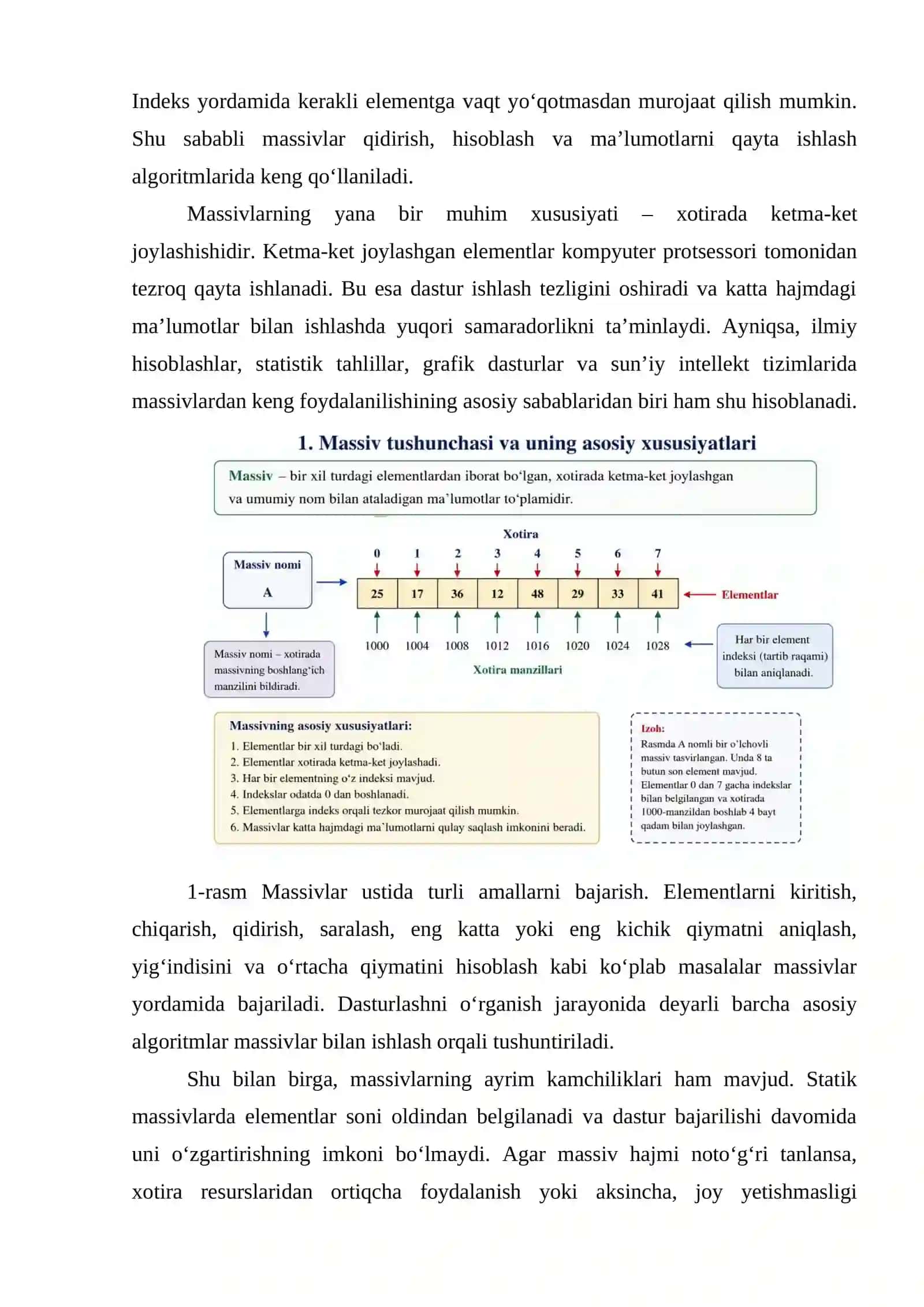 Massivlar. Massivlarning turlari va ularni o‘lchami bo‘yicha qo‘llanilishi 4