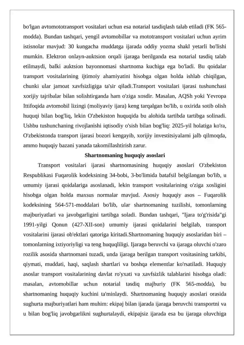 Transport vositalari ijarasi shartnomasi 4