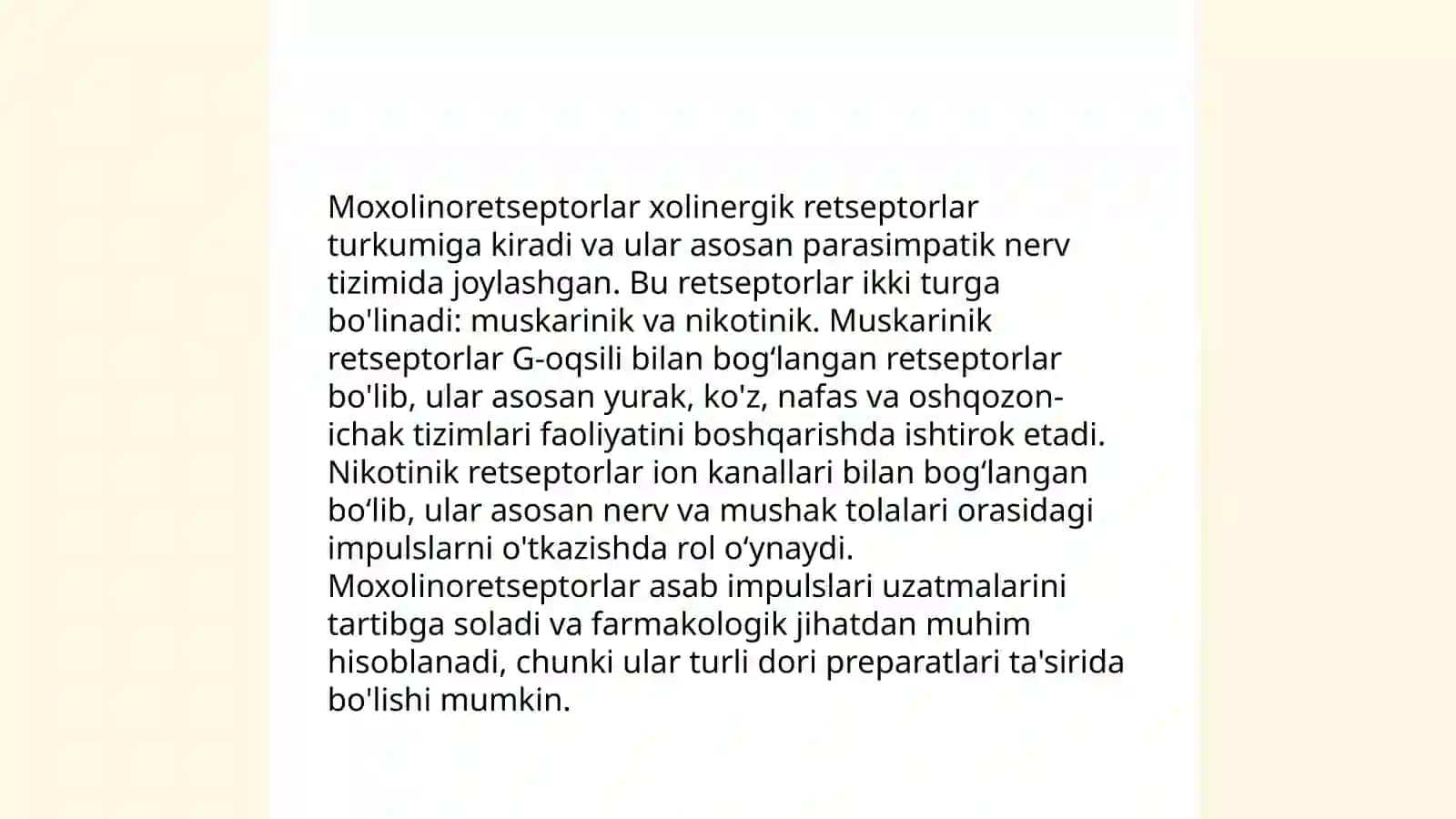Efferent innervatsiya Moxolinoretseptorlarga 4