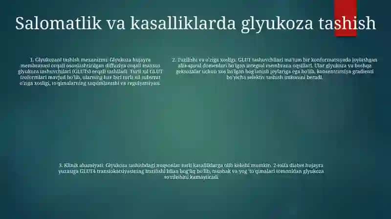 Glyukoza tashuvchilarning Tuzulishi 4