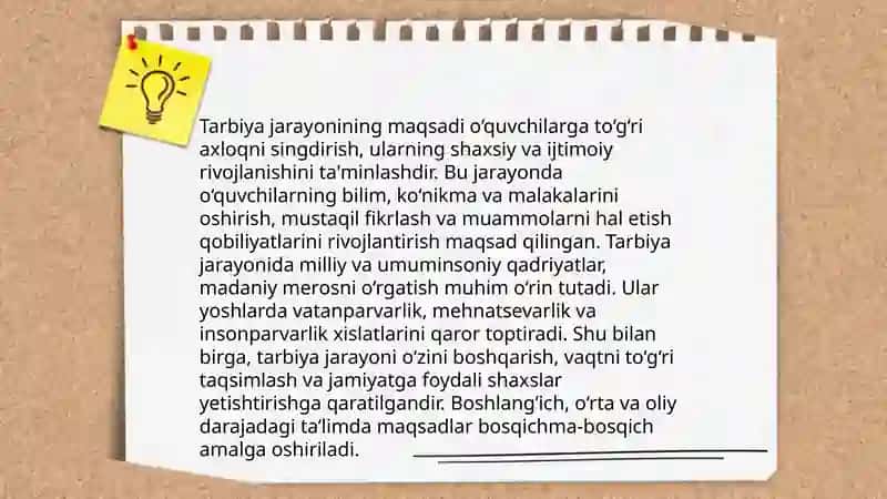 Tarbiya ishlar metodikasining maqsad,vazifalari 4