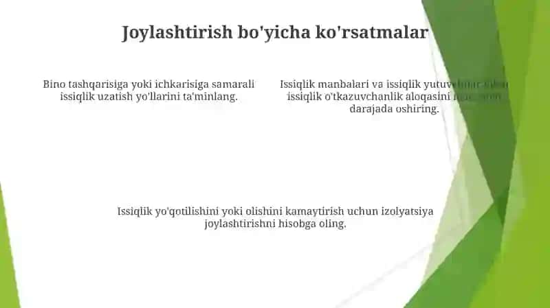 Issiqlik o'tkazgichlarini binoda joylashtirish 4