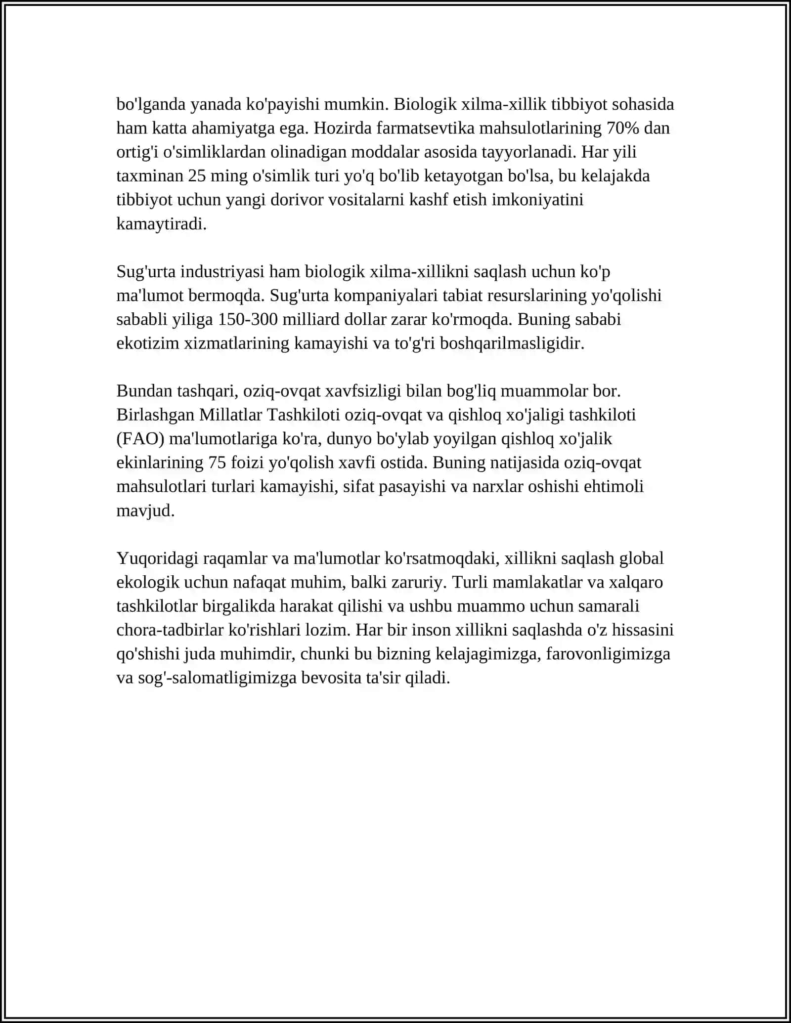 BIOXILMA-XILLIKNI SAQLASH VA BARQAROR RIVOJLANISH 4