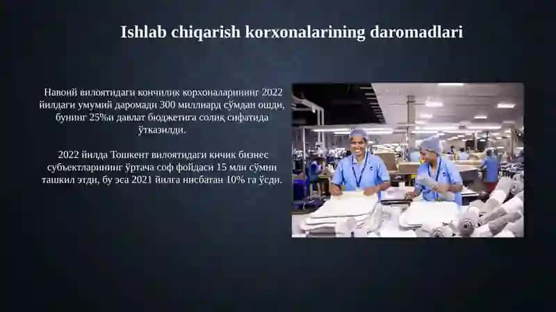 Ishlab chiqarish korxonalari daromadlari 4