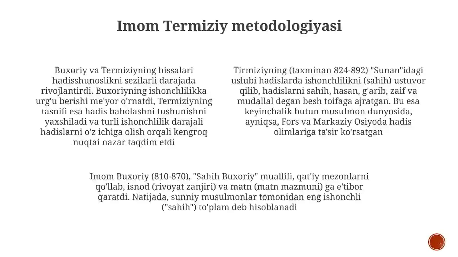Imom Buxoriy va Imom Termiziyning hadis ilmi 4