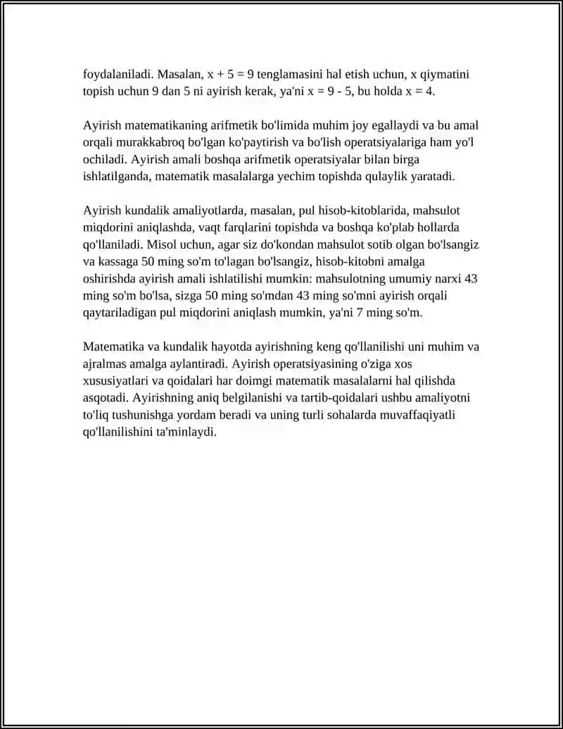 AYIRISH VA BOʻLISHNING TA'RIFI 4