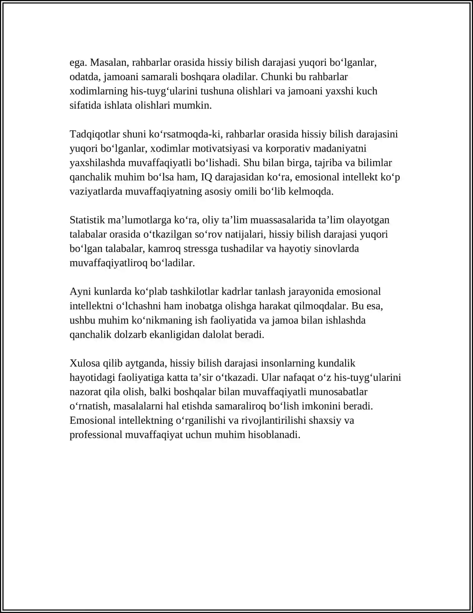 Hissiy bilish darajasi (Emotional Intelligence) 4