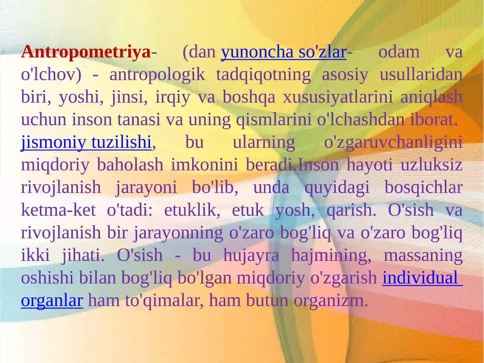 Sogʻliqni saqlashni diagnostika usullari. Antropometrik yondashuvlar 4