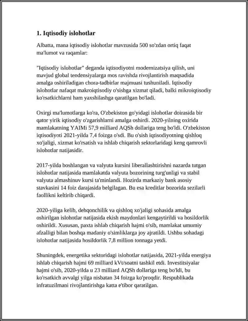 Iqtisodiy Islohotlar 4