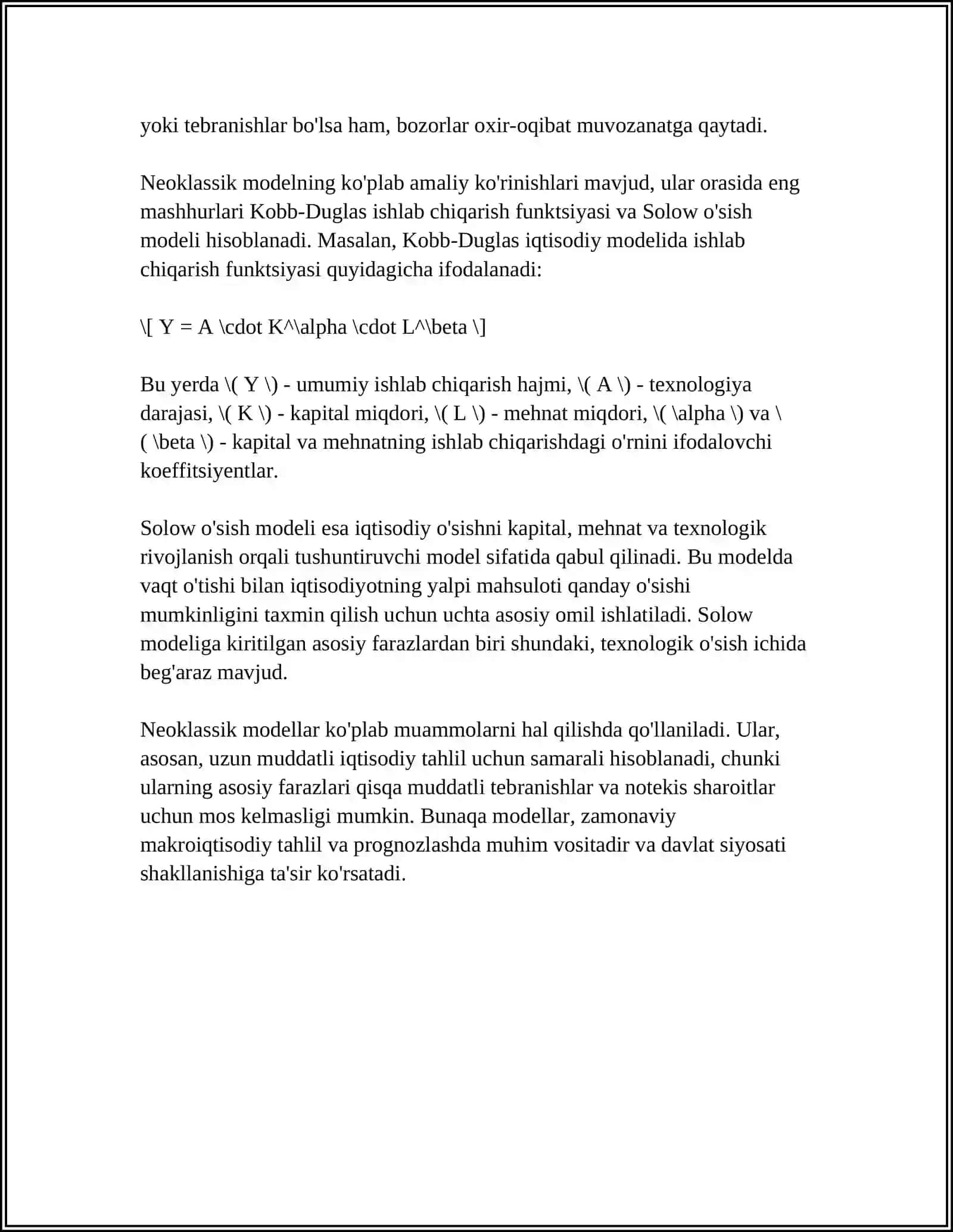 IQTISODIY O’SISHNING NEOKLASSIK MODELLARI 4