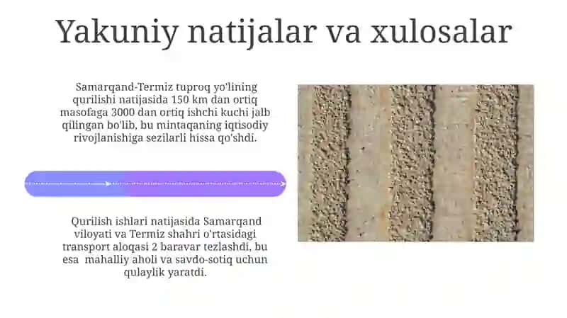 Samarqand-Termiz Tuproq Yo‘lining Qurilishi 4