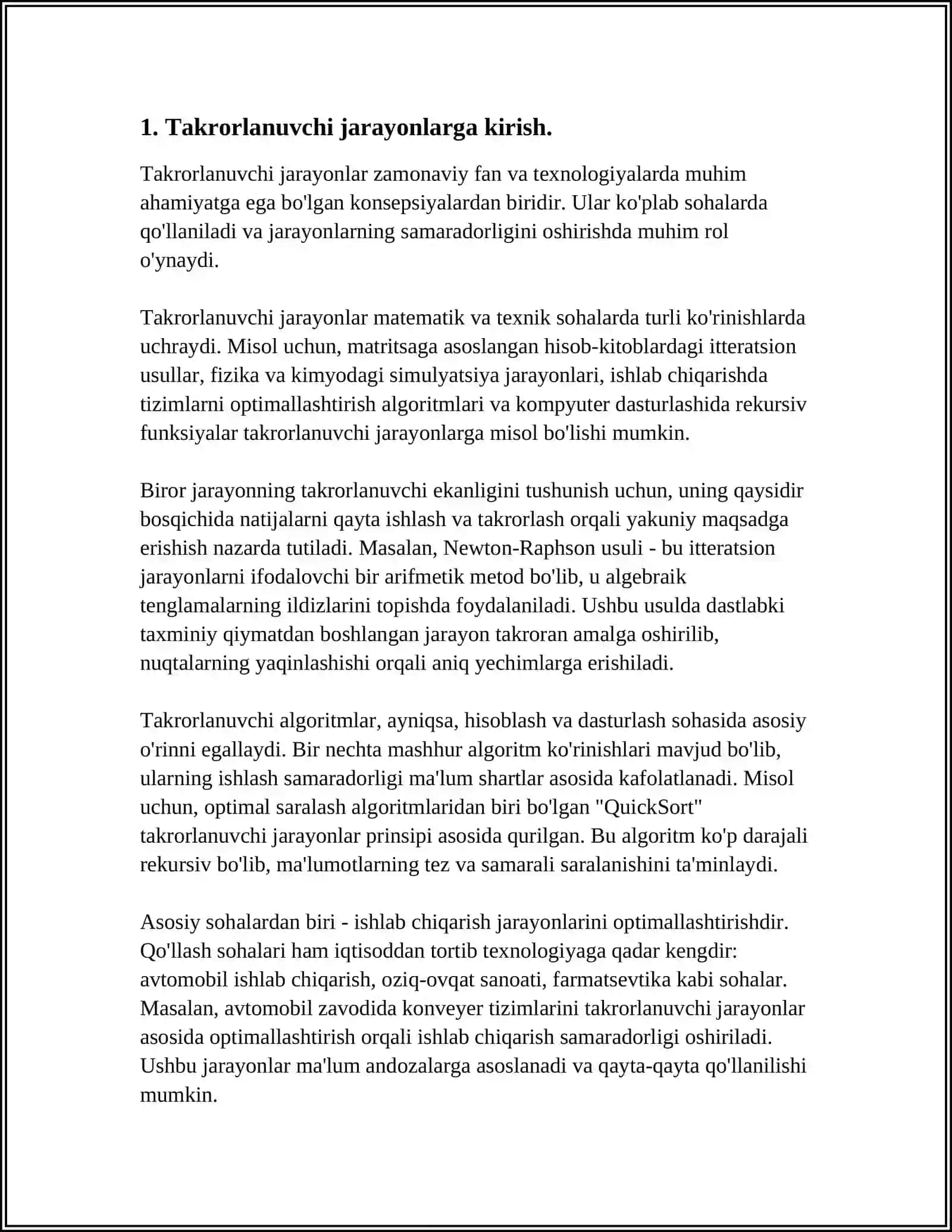 ICHMA- ICH JOYLASHGAN TAKRORLANUVCHI JARAYONLARNI TASHKIL ETISH 4