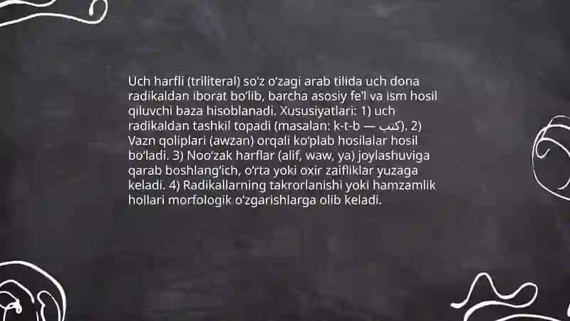 Arab Tilida So‘z O‘zagi va Noo‘zak Harflar 4