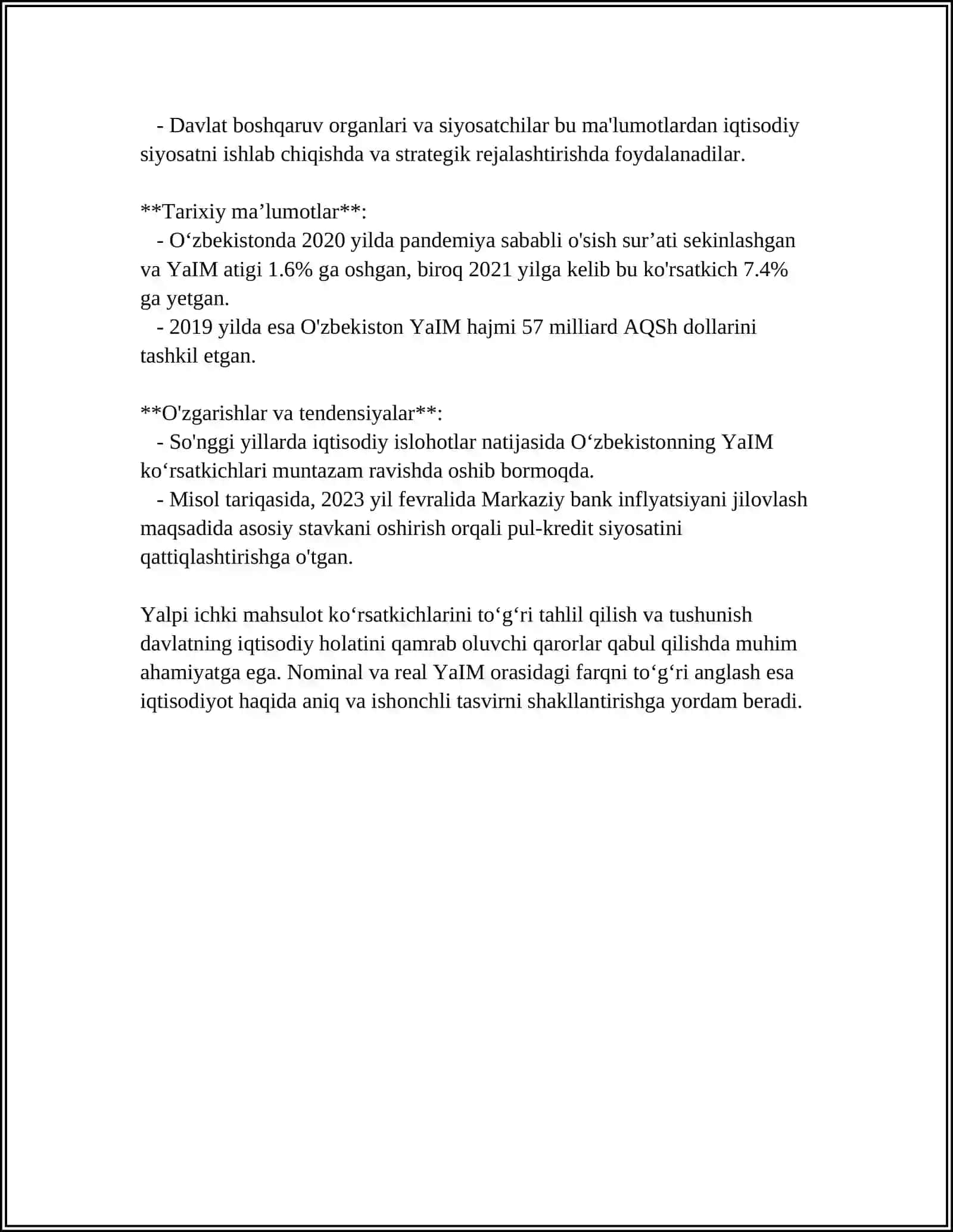 DANIYA DAVLATINING MAKROIQTISODIY KOʻRSATKICHLARI TASNIFI 4