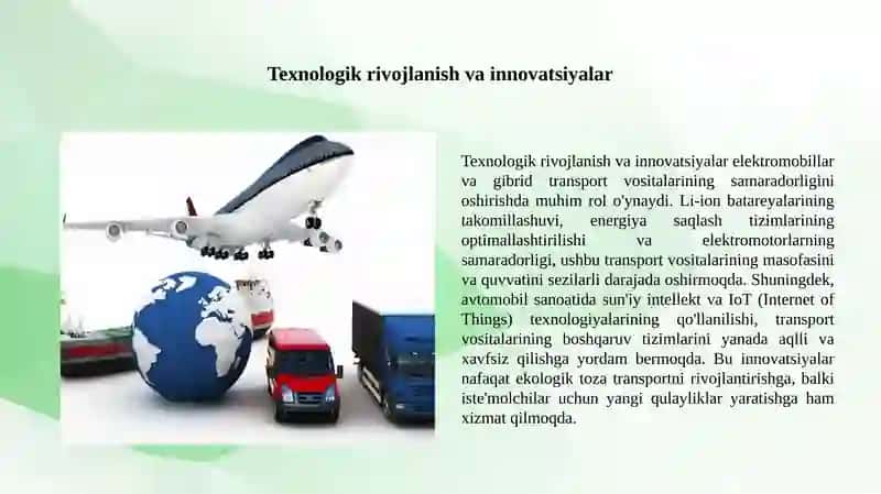 Elektromobillar va gibrid transport vositalari. 4