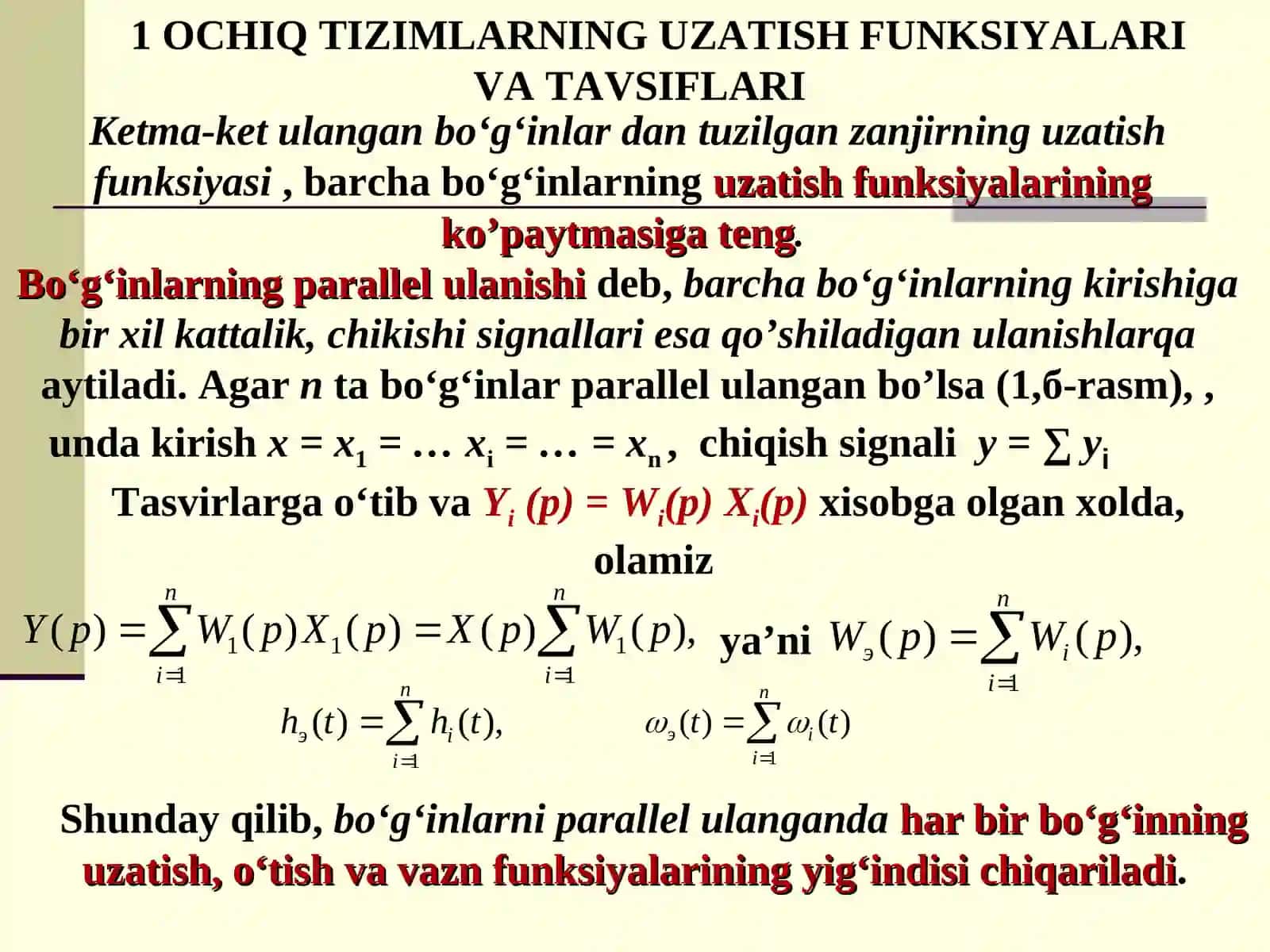OCHIQ VA YOPIQ TIZIMLARNING UZATISH FUNKSIYALARI 4