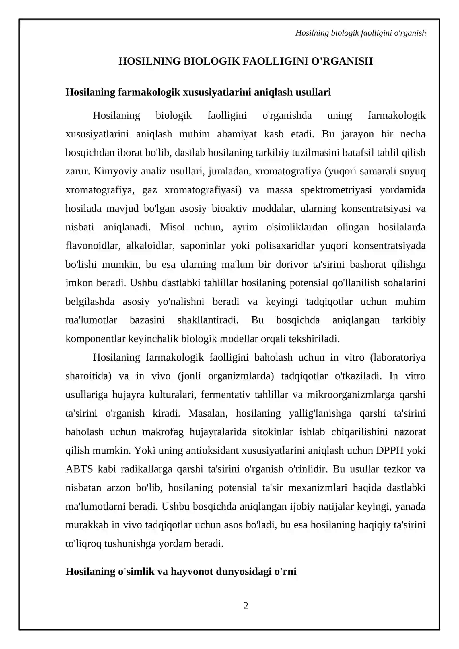 Hosilning biologik faolligini o'rganish 4