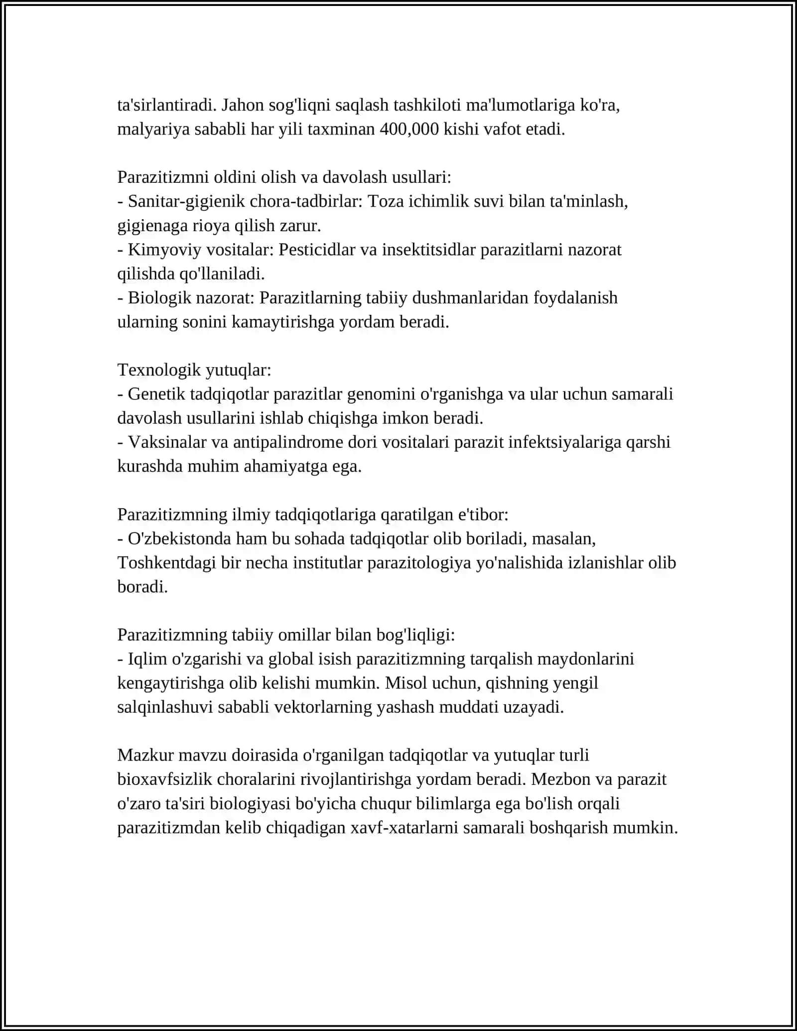 TIBBIYOT PARAZITOLOGIYASI. TIBBIYOT PROTOZOOLOGIYASI 4