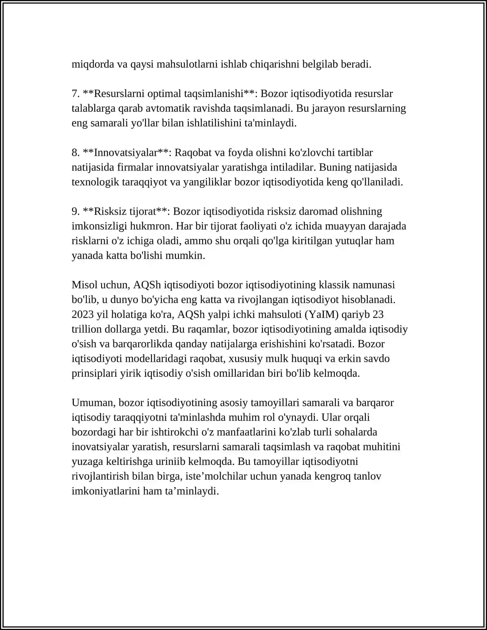 BOZOR IQTISODIYOTINING AFZALLIKLARI 4