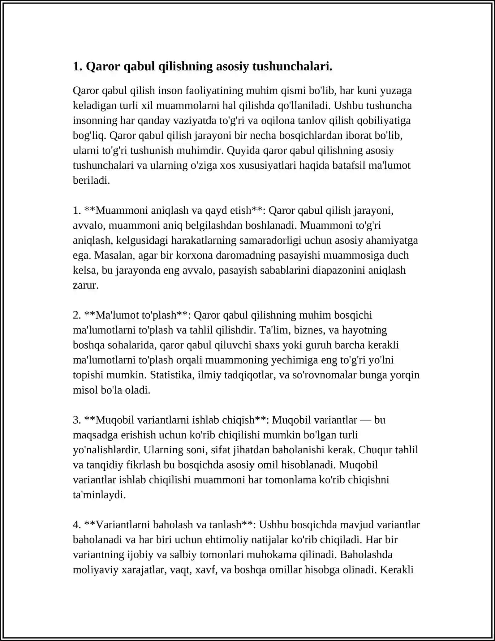 BOSHQARUV QARORLARINI QABUL QILISH USULLARI VA MODELLARI 4