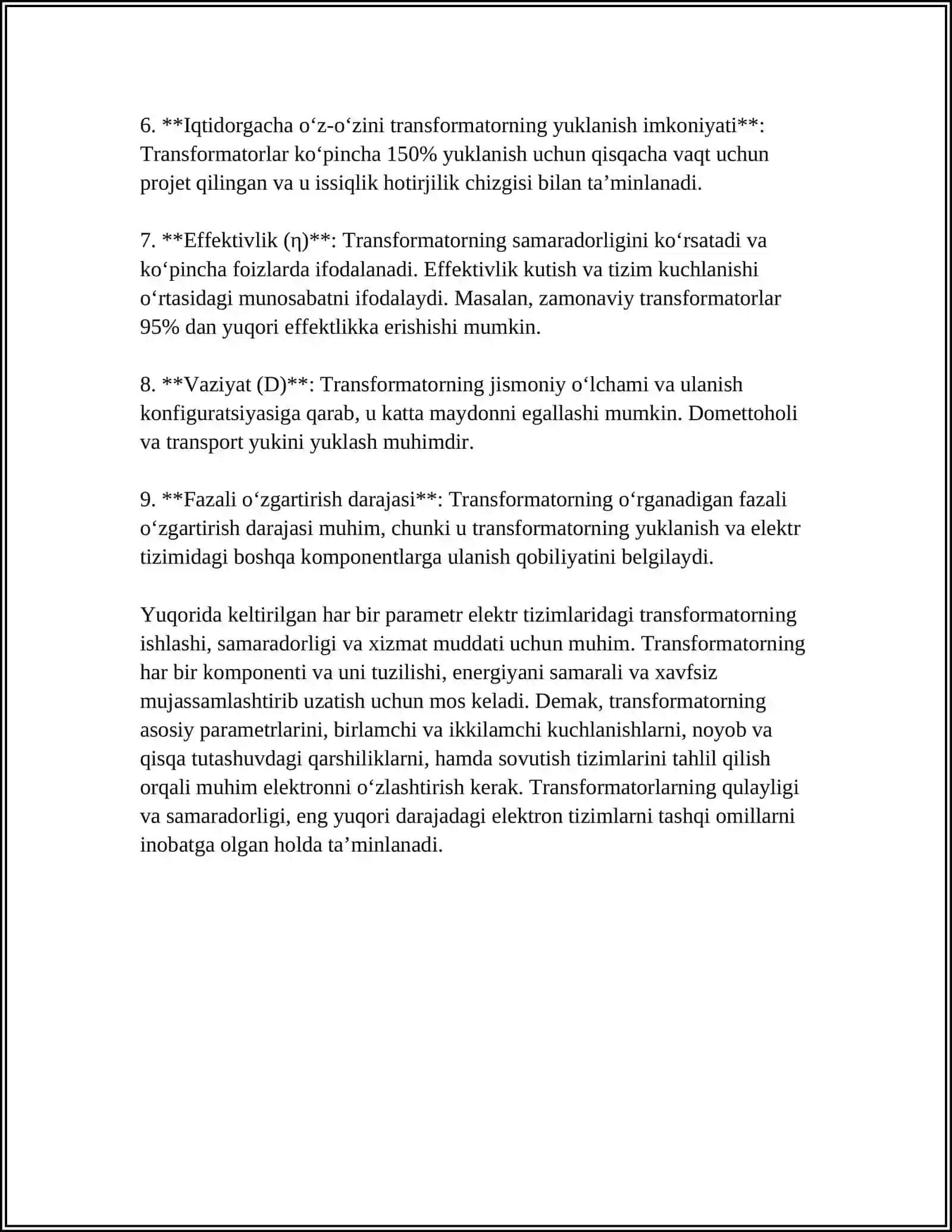 BIR VA UCH FAZALI TRANSFORMATORLARNI HISOBLASH 4
