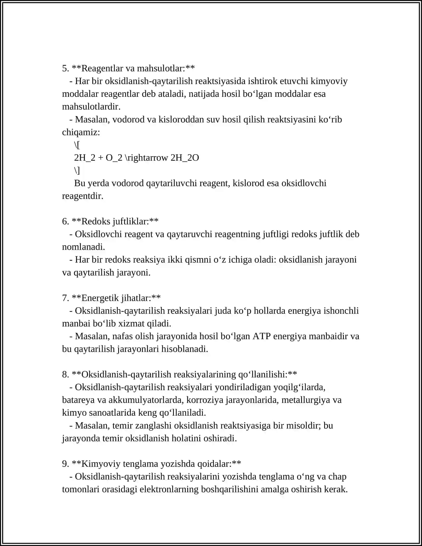 OKSIDLANISH QAYTARILISHGA DOIR REAKSIYALAR 4