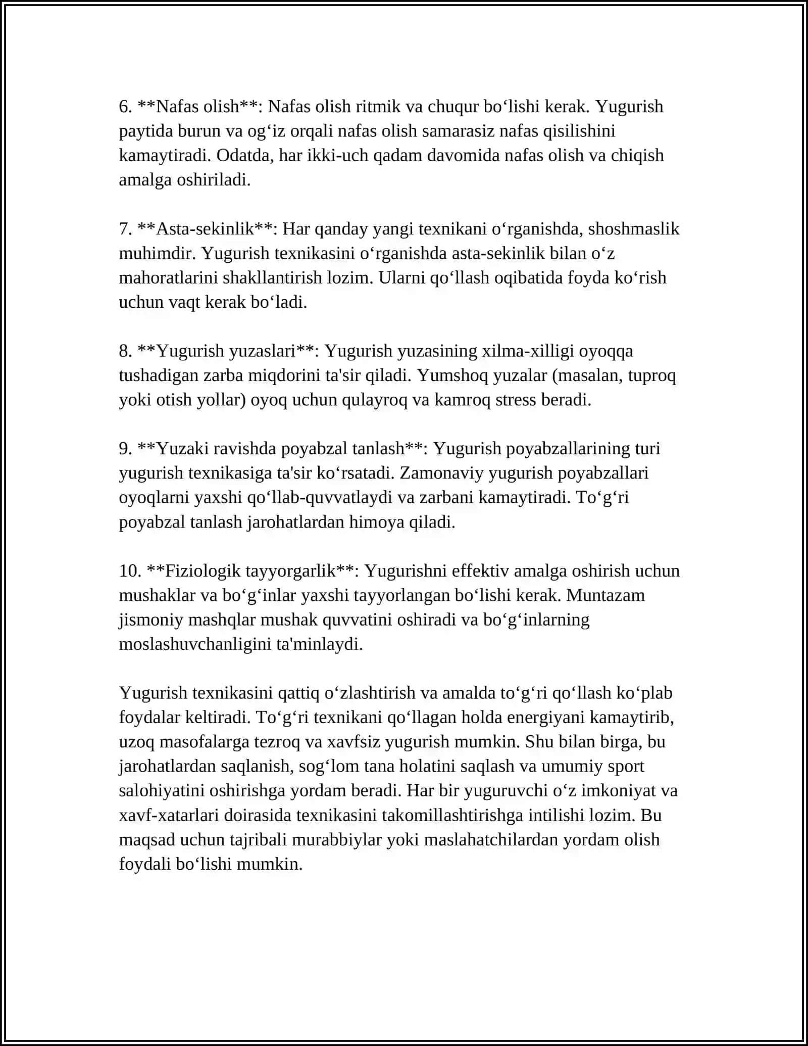 O'RTA MASOFALARGA YUGURISH TEXNIKASI 4