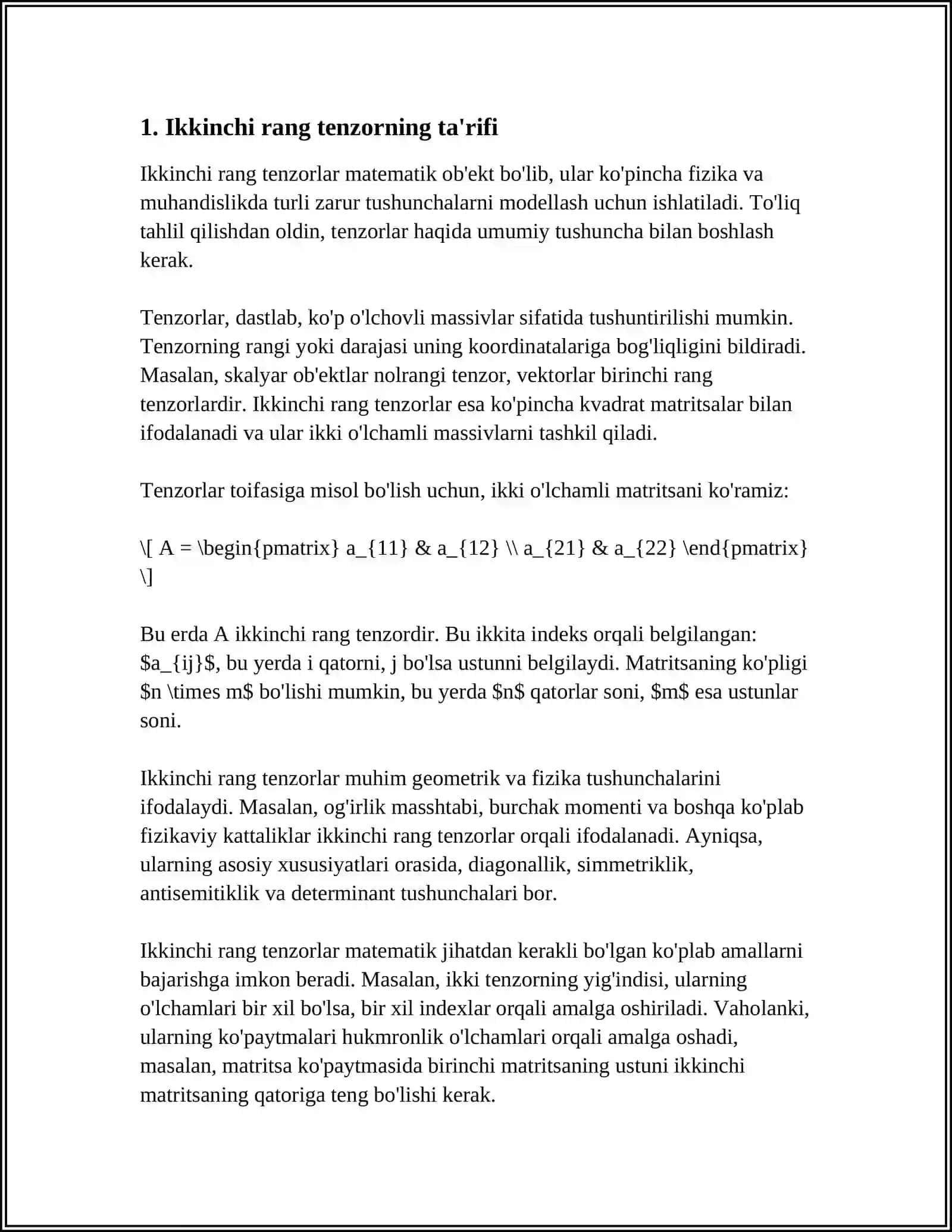 IKKINCHI RANG TENZOR 4