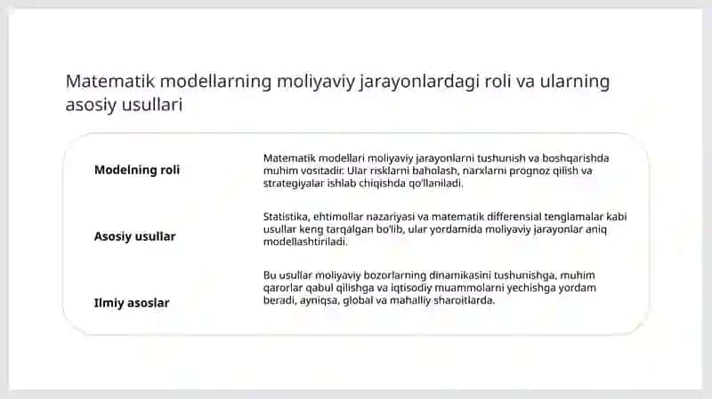 Miqdoriy moliya fanining mohiyati va nazariy asoslari 4