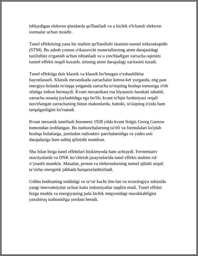 Tunnel effekti va uni tushuntirish 4
