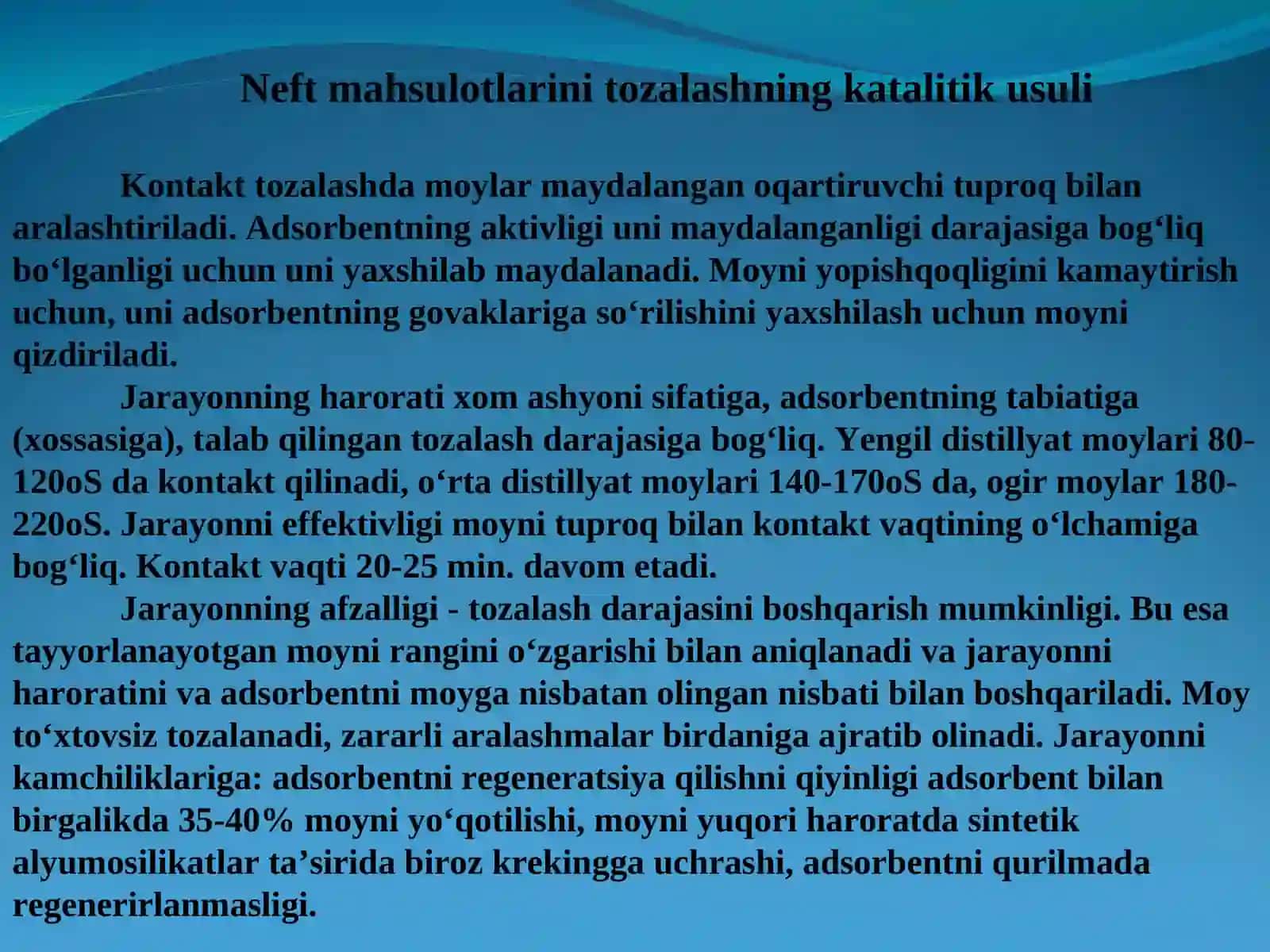 Neft mahsulotlarini adsorbsion tozalash 4