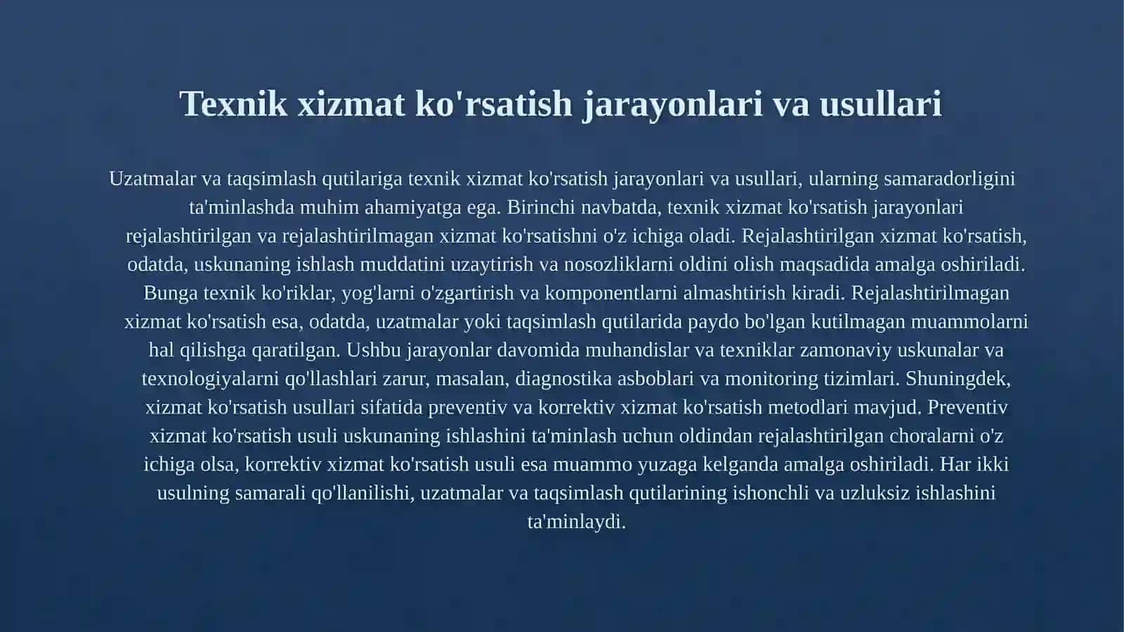 Uzatmalar va taqsimlash qutilariga texnik xizmat ko'rsatish 4