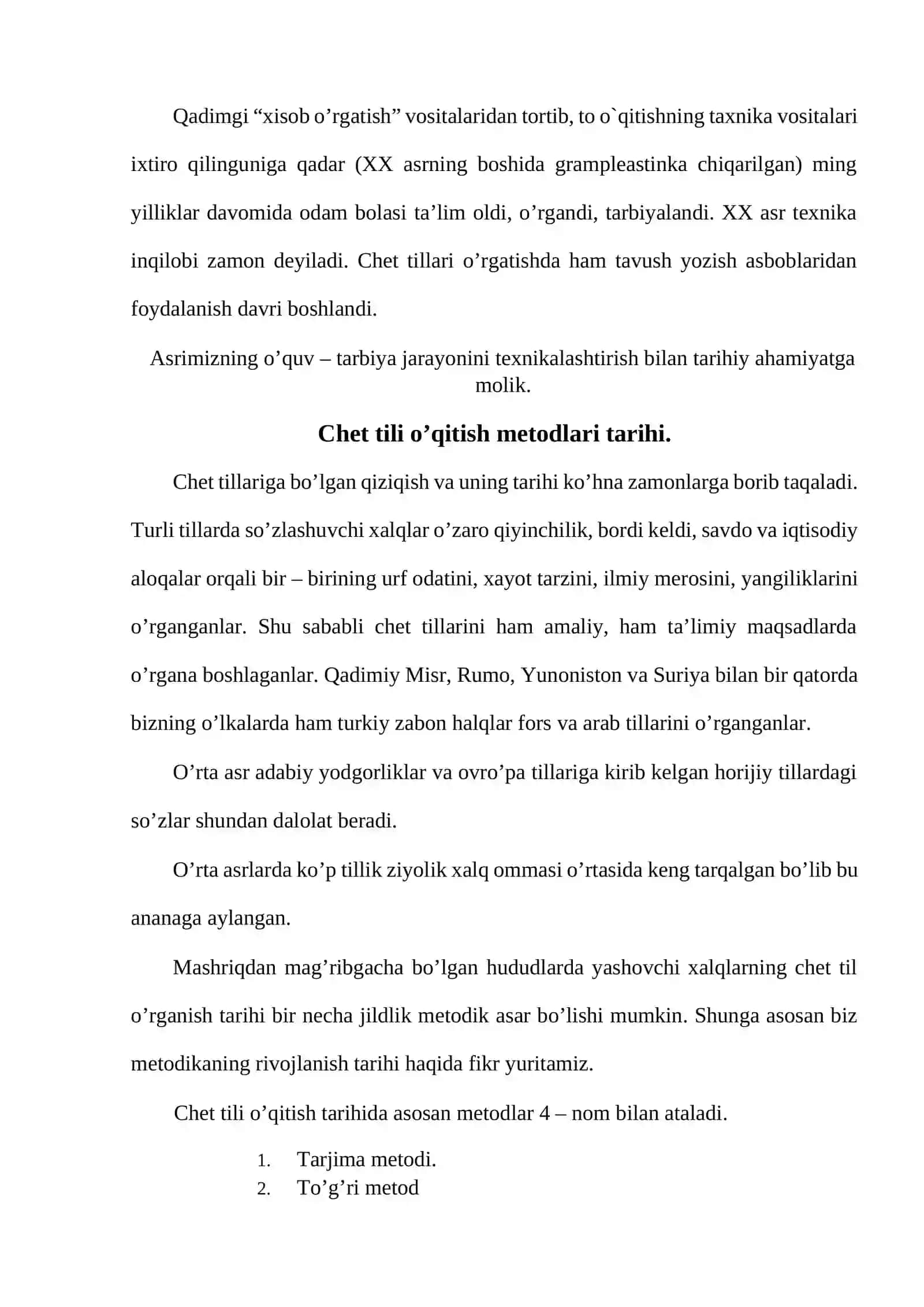 Chet tili o’qitishda metodlardan namunalar 4