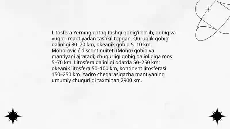 Yerning geografik qobig'i. Litosfera 4