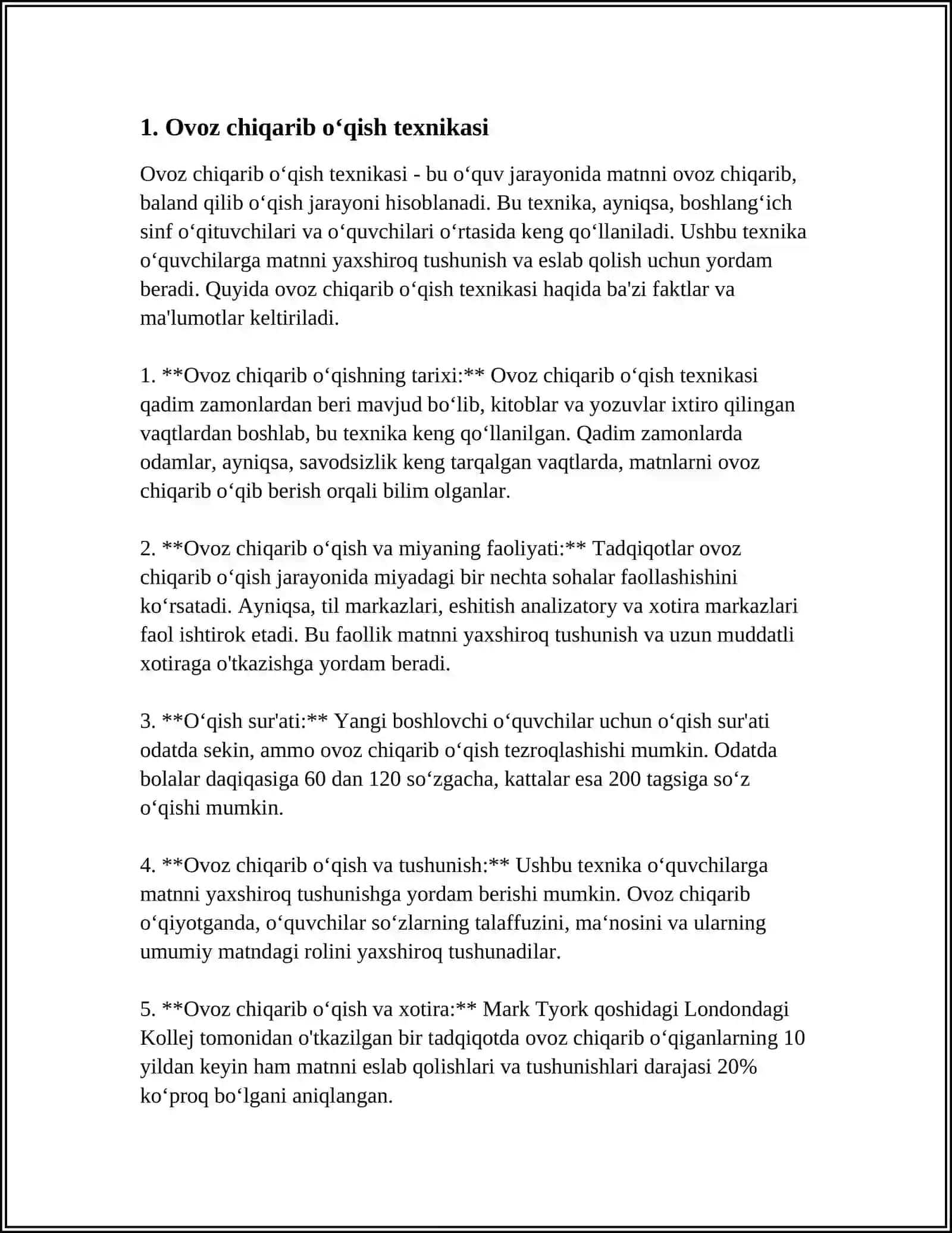Ovoz chiqarib o‘qish texnikasi 4
