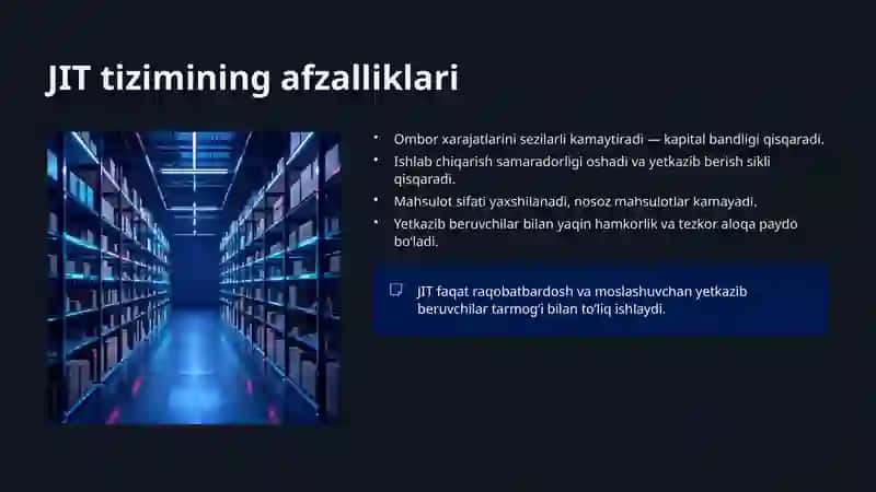 Ishlab chiqarishdagi “Just-in-Time” (JIT) tizimi 4