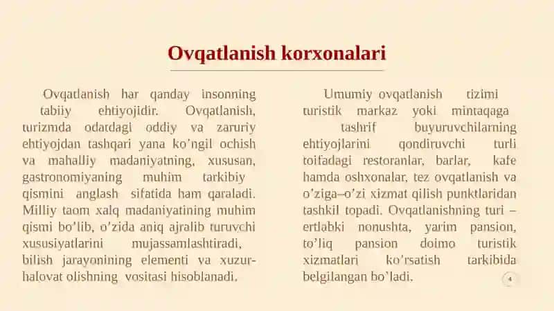 Mehmondo‘stlik industriyasida ovqatlanish korxonalari 4
