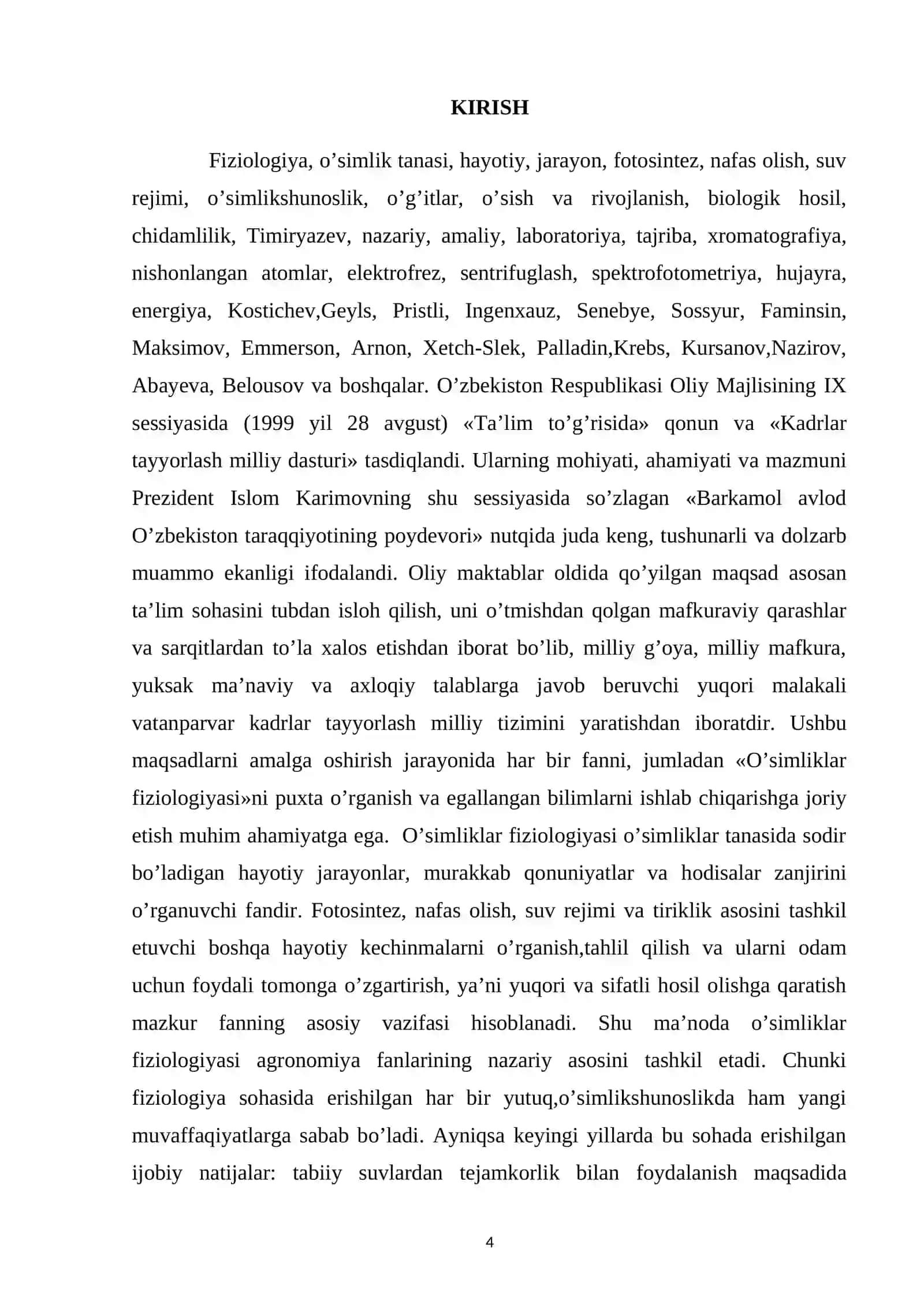 Suvning biologik ahamiyati kurs ishi 4