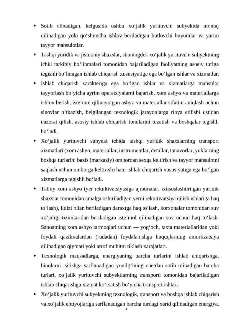 MAHSULOT TANNARXIGA KIRITILADIGAN XARAJATLAR HISOBI 4