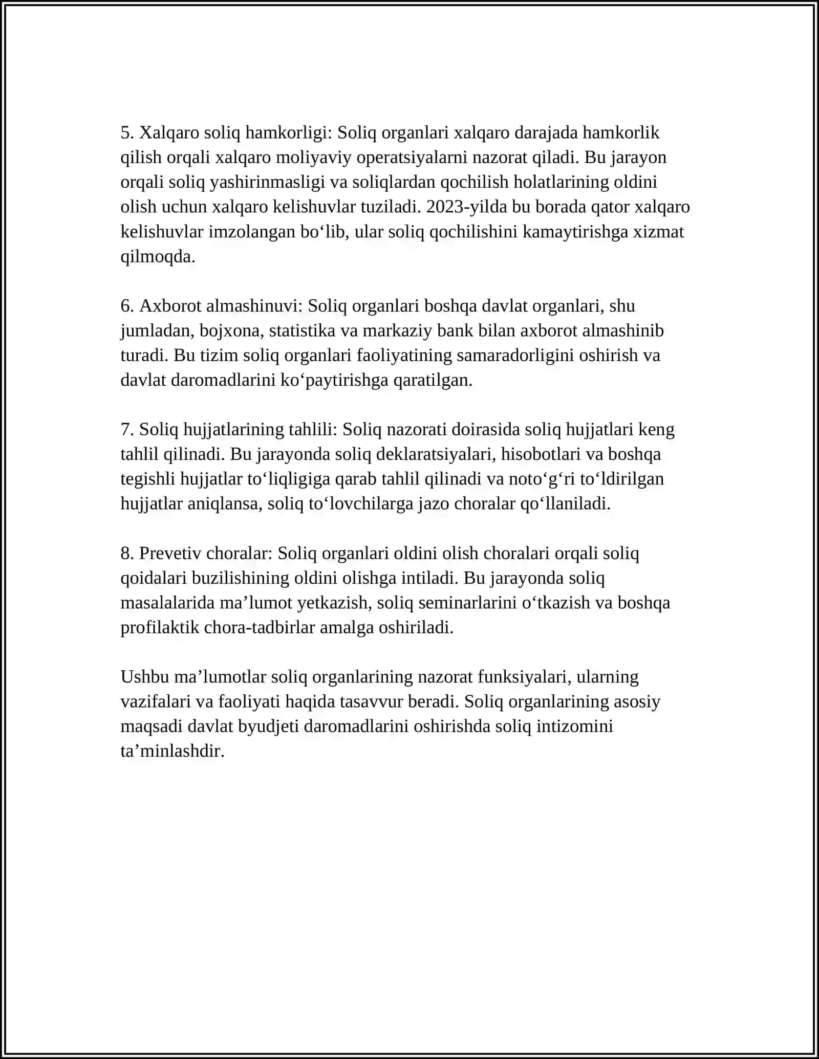 Soliq organlarining nazorat funksiyalari 4