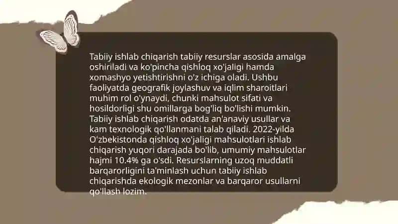 Tabiiy Ishlab Chiqarishga Kirish 4