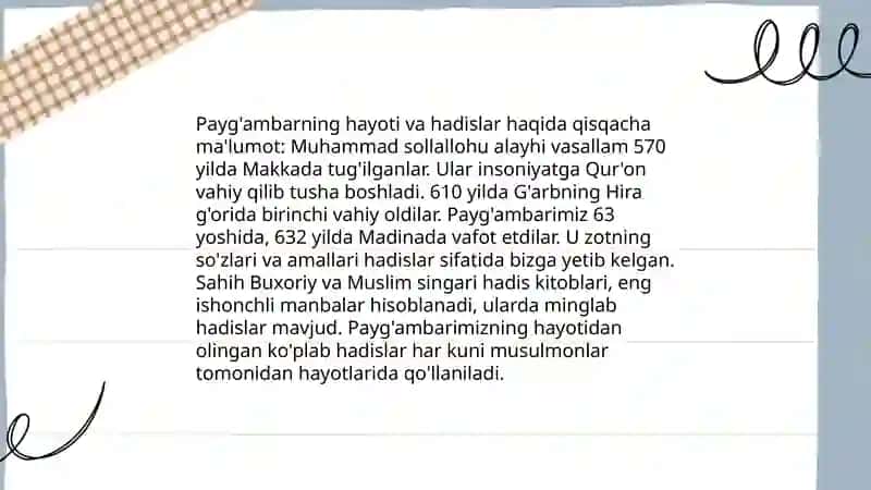 Hadislar hikmati va koʻchirma gap,oʻzlashtirma gaplar 4